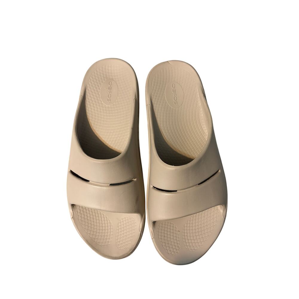 OOFOS OOahh Recovery Slides M13 Nomad Beige Comfort Sandals Orthopedic Pool